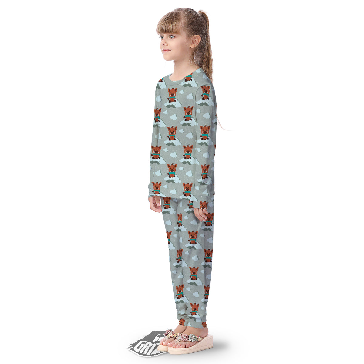 Boar And Cloud Print Pattern Kid's Pajamas-grizzshop