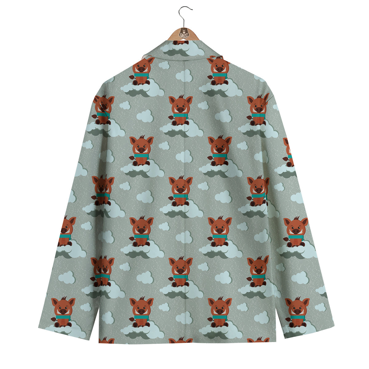 Boar And Cloud Print Pattern Men's Blazer-grizzshop