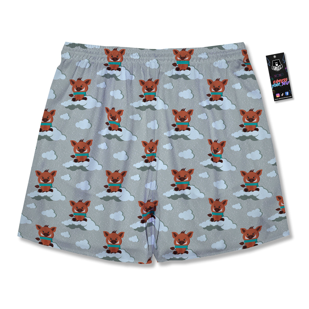 Boar And Cloud Print Pattern Men's Running Shorts-grizzshop