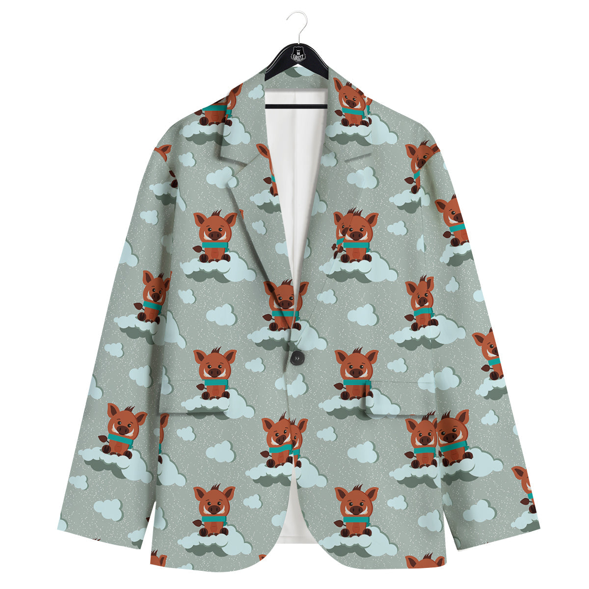 Boar And Cloud Print Pattern Men's Sport Coat-grizzshop