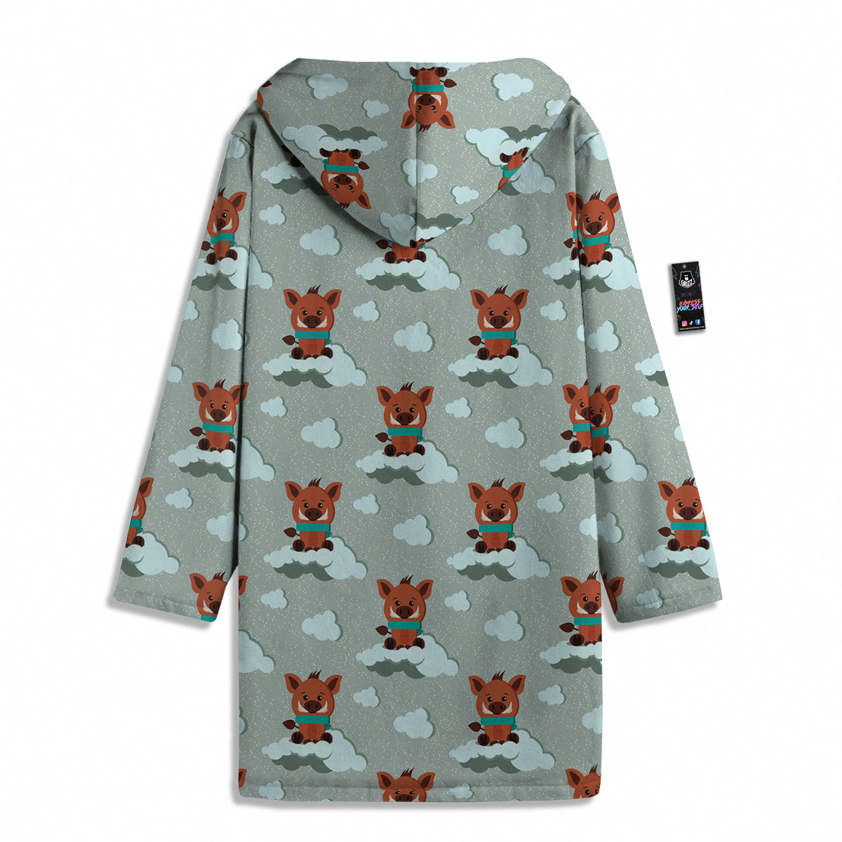 Boar And Cloud Print Pattern Men's Windbreaker Jacket-grizzshop