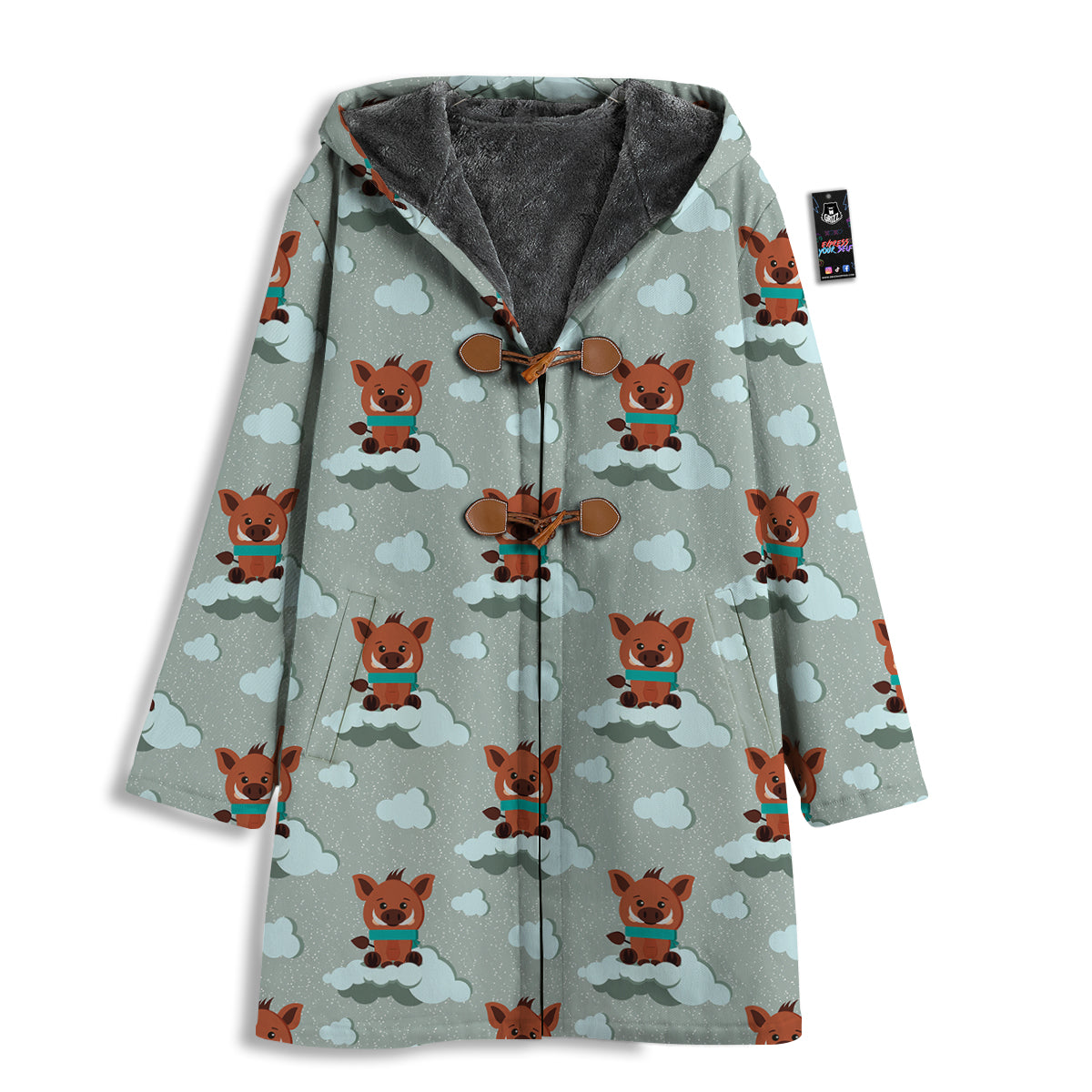Boar And Cloud Print Pattern Men's Windbreaker Jacket-grizzshop