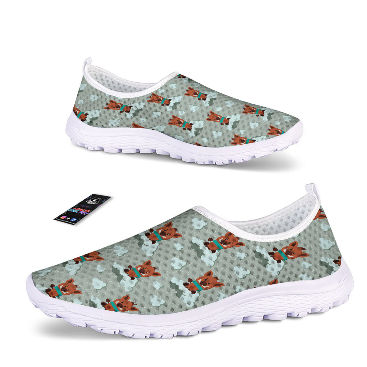 Boar And Cloud Print Pattern Nurse Shoes-grizzshop
