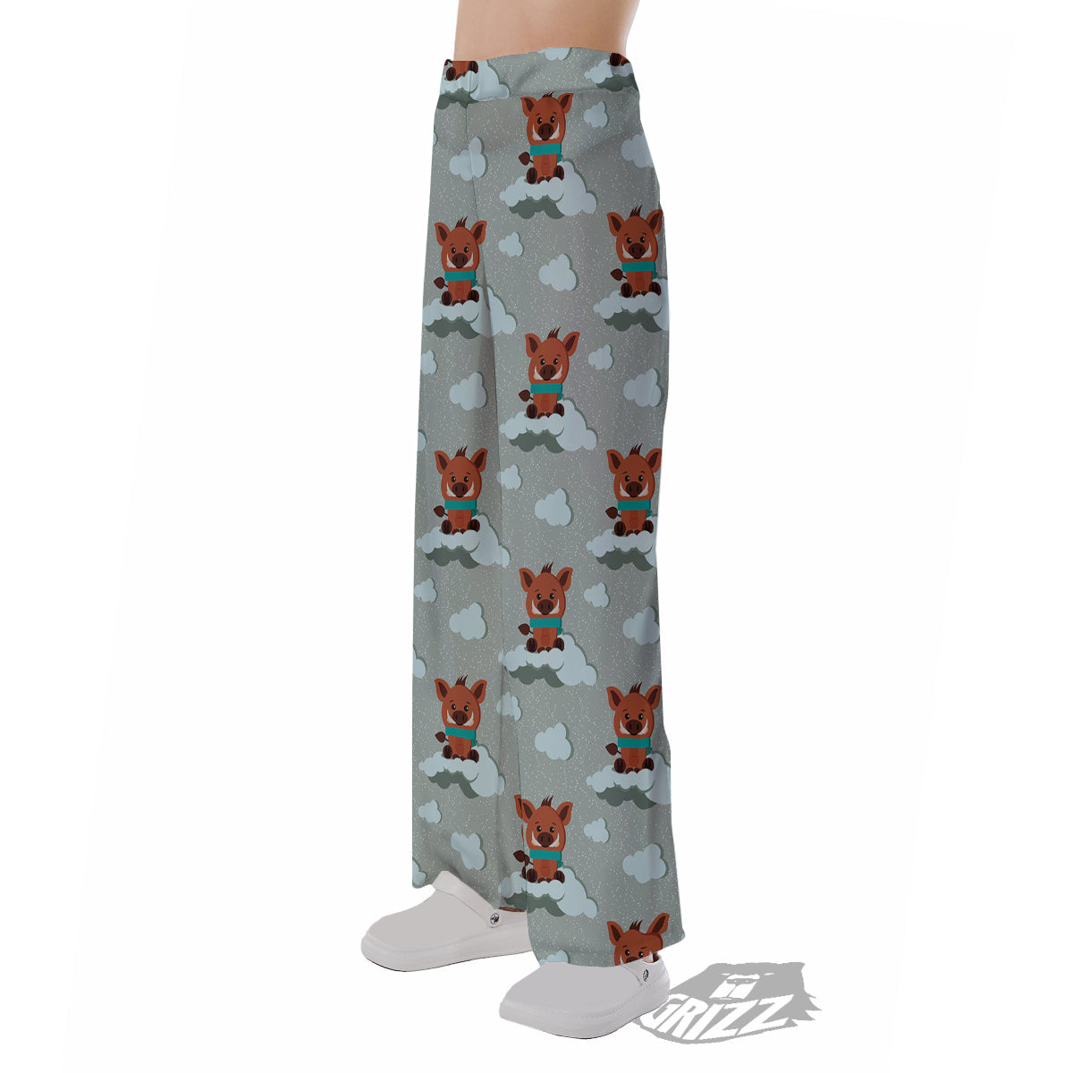 Boar And Cloud Print Pattern Pajama Pants-grizzshop