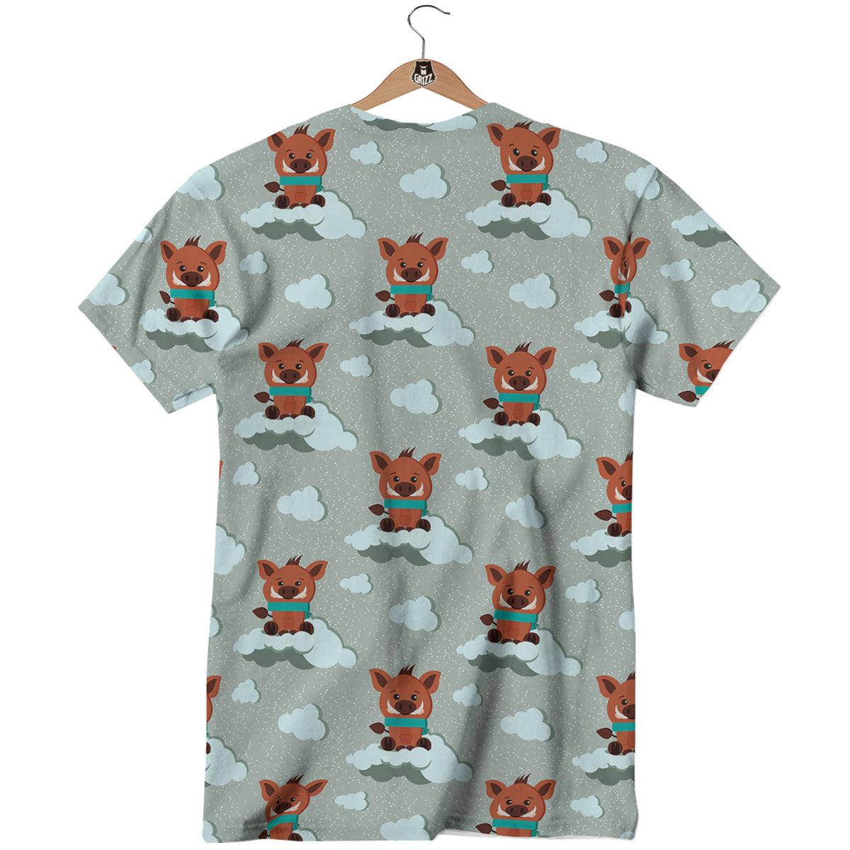 Boar And Cloud Print Pattern T-Shirt-grizzshop
