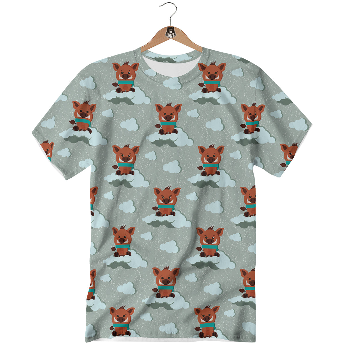 Boar And Cloud Print Pattern T-Shirt-grizzshop
