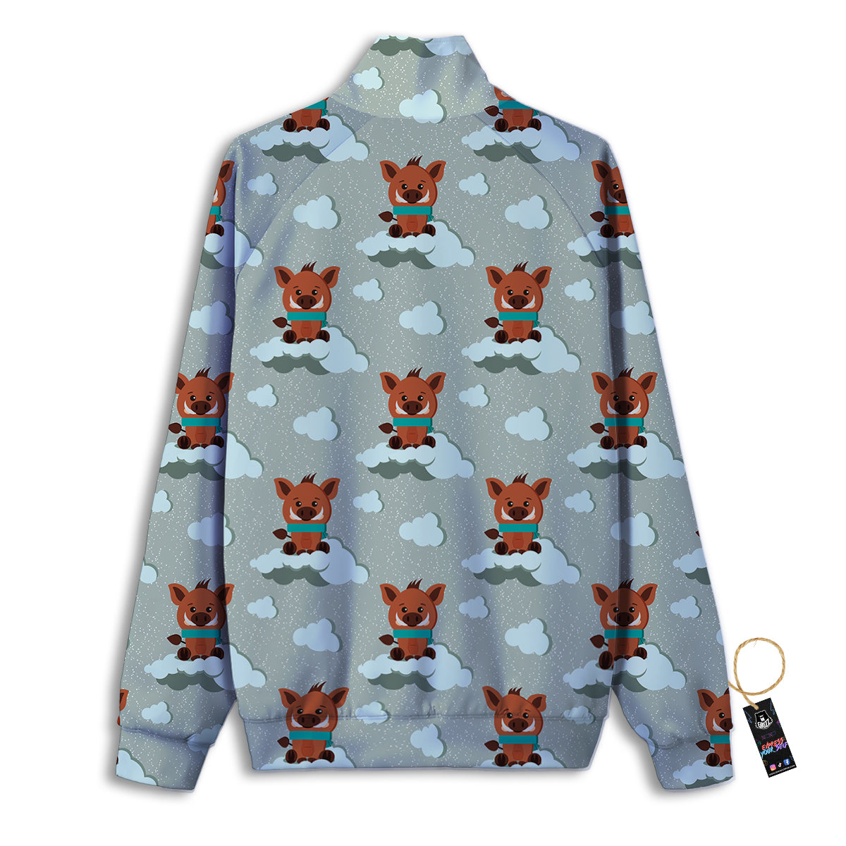 Boar And Cloud Print Pattern Track Jacket-grizzshop