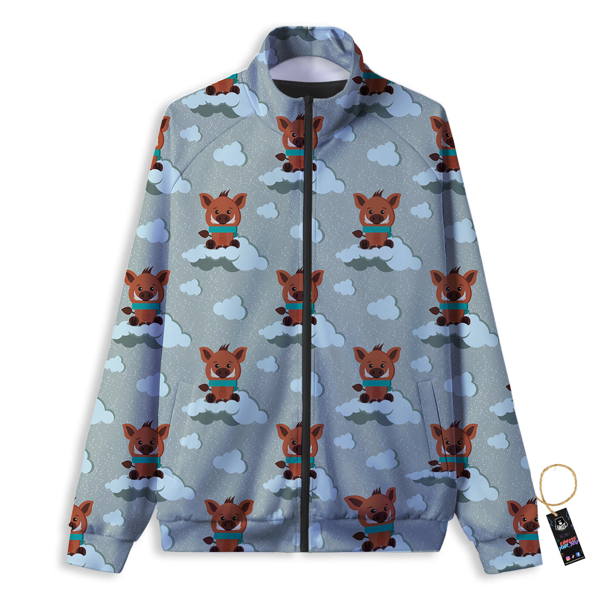 Boar And Cloud Print Pattern Track Jacket-grizzshop