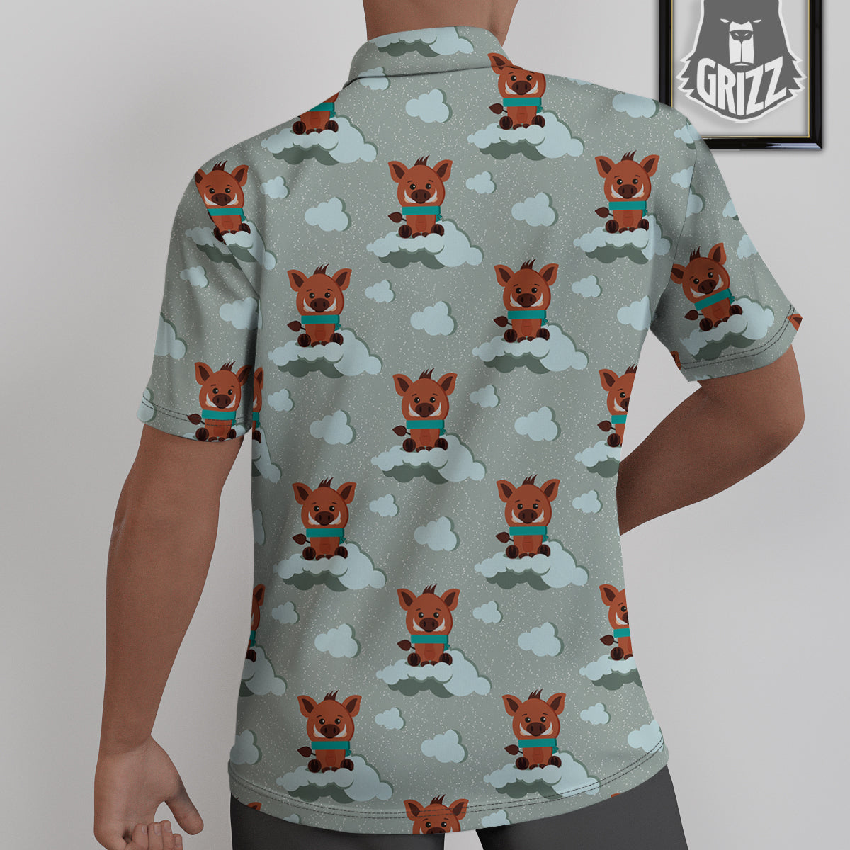 Boar And Cloud Print Pattern Untucked Shirts-grizzshop