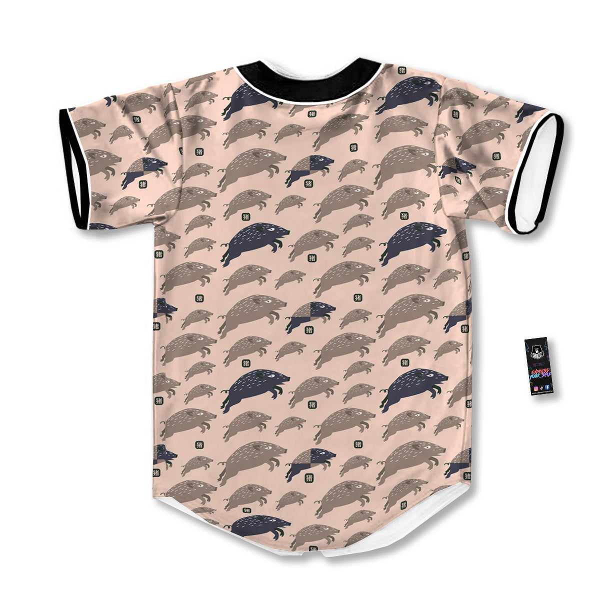 Boar Jumping Print Pattern Baseball Jersey-grizzshop