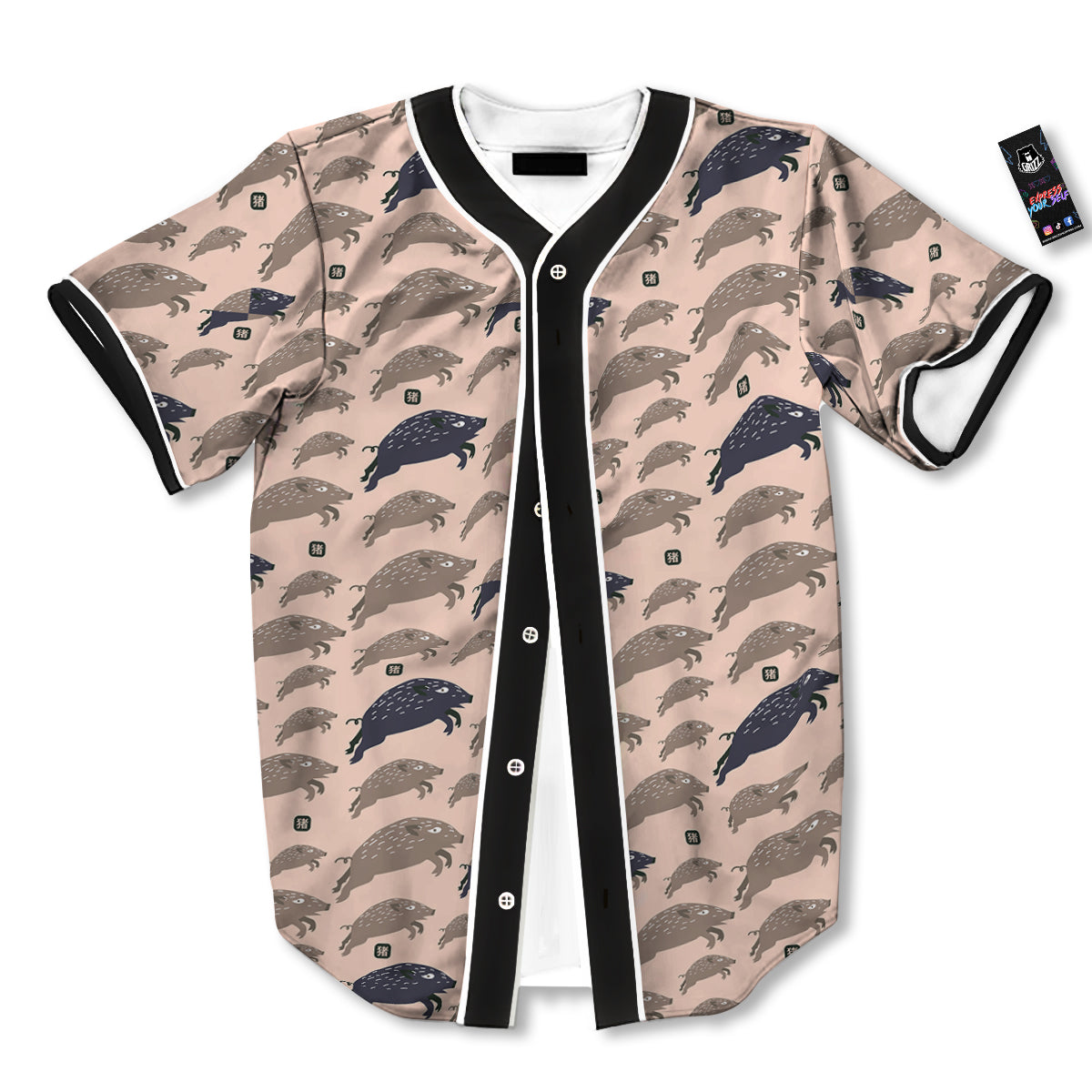 Boar Jumping Print Pattern Baseball Jersey-grizzshop