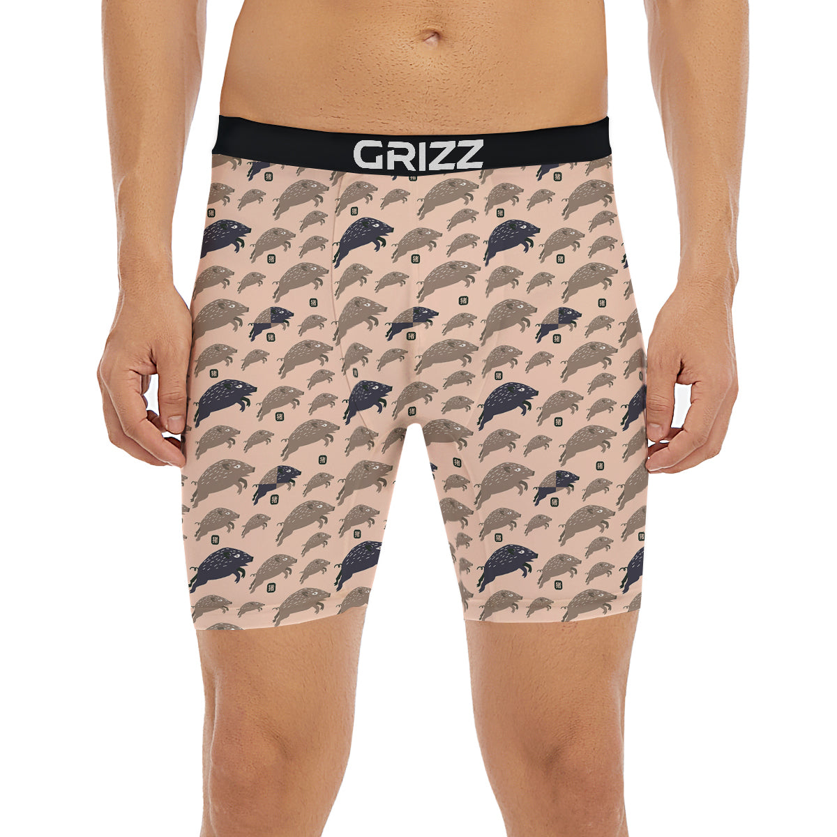Boar Jumping Print Pattern Boxer Briefs-grizzshop