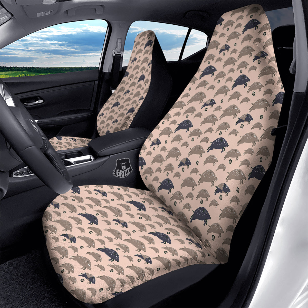 Boar Jumping Print Pattern Car Seat Covers-grizzshop