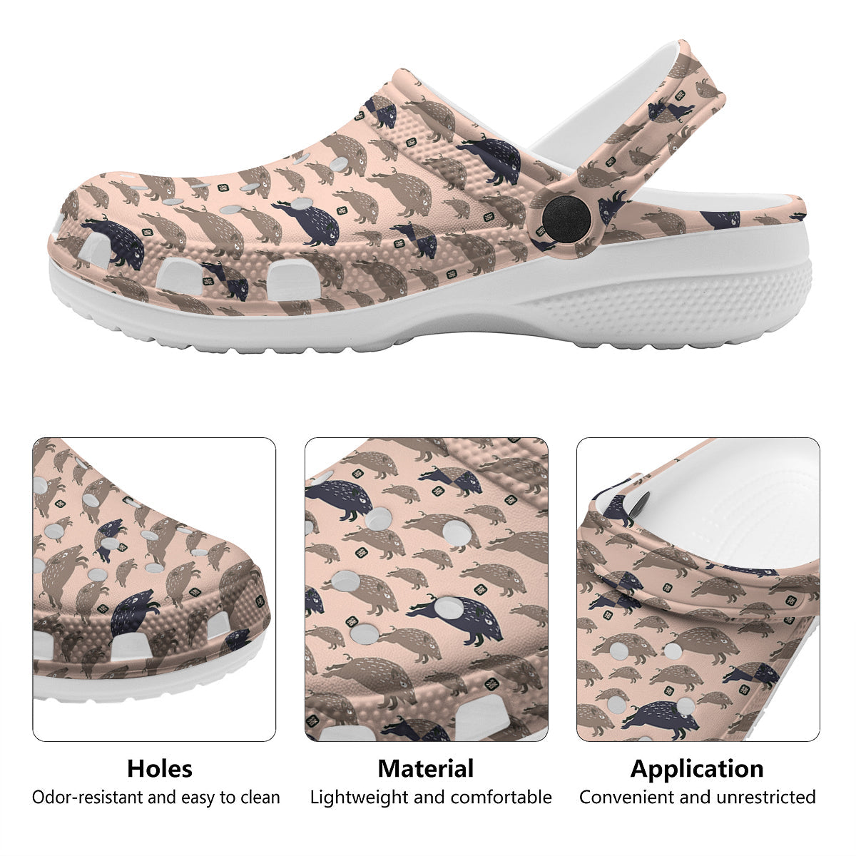 Boar Jumping Print Pattern Clog-grizzshop