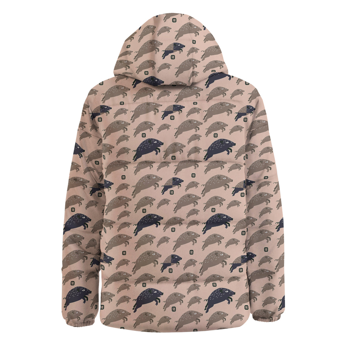 Boar Jumping Print Pattern Down Jacket-grizzshop