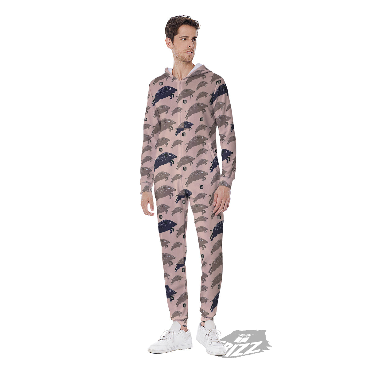 Boar Jumping Print Pattern Men's Jumpsuit-grizzshop