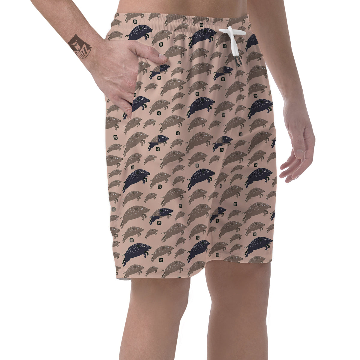 Boar Jumping Print Pattern Men's Shorts-grizzshop