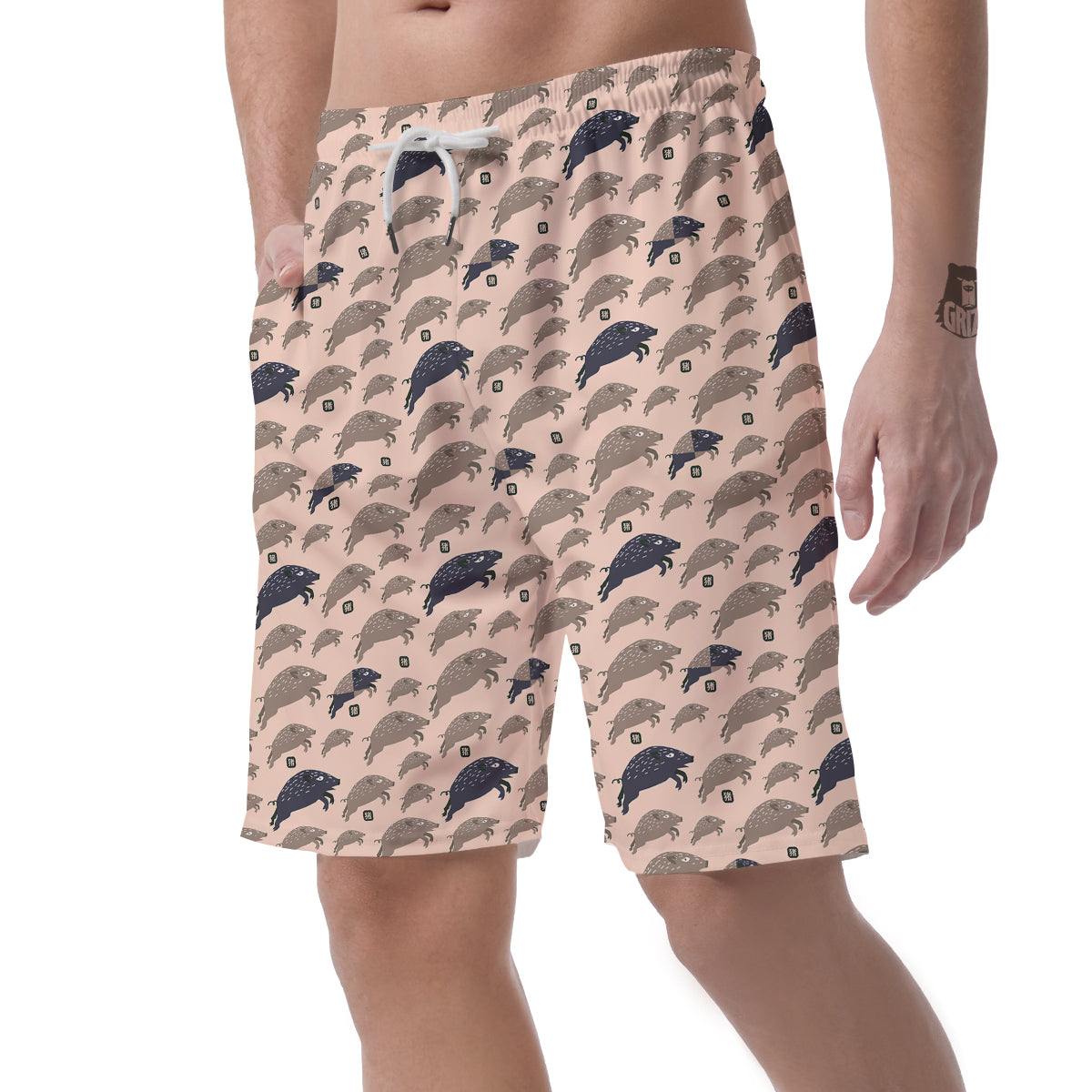 Boar Jumping Print Pattern Men's Shorts-grizzshop