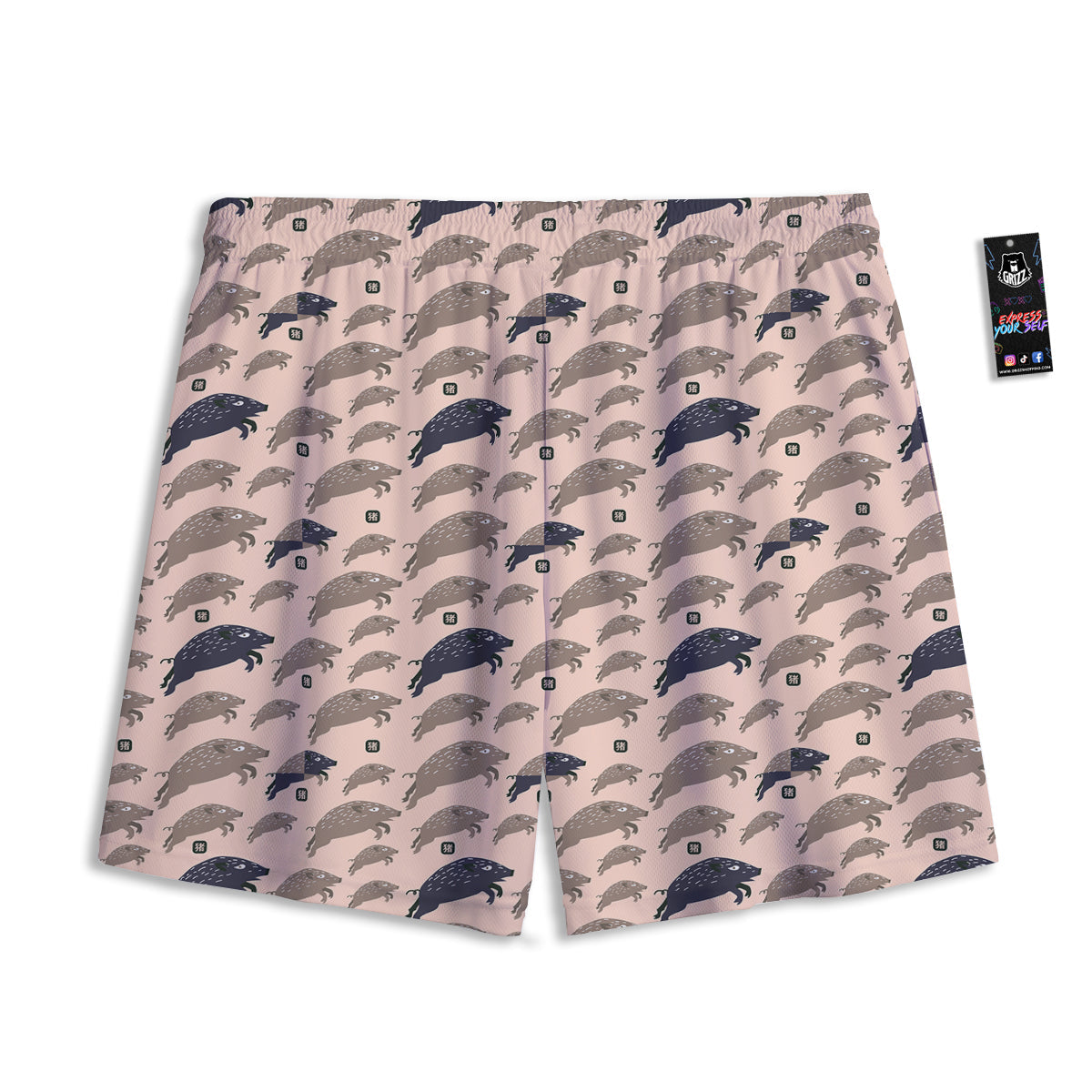 Boar Jumping Print Pattern Mesh Shorts-grizzshop