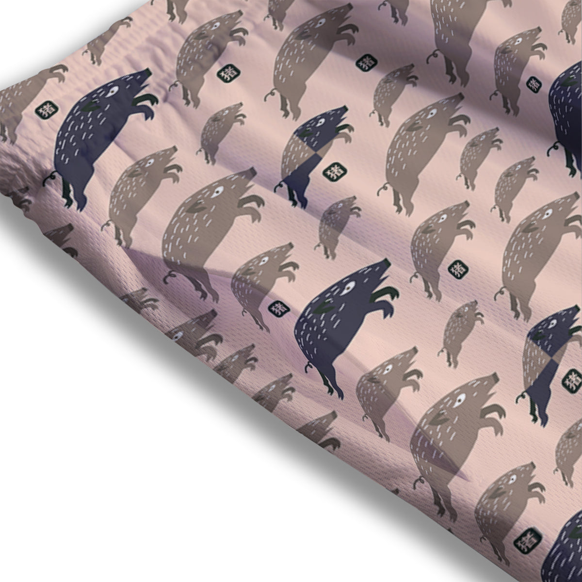 Boar Jumping Print Pattern Mesh Shorts-grizzshop