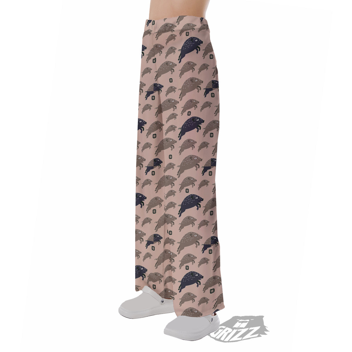Boar Jumping Print Pattern Pajama Pants-grizzshop