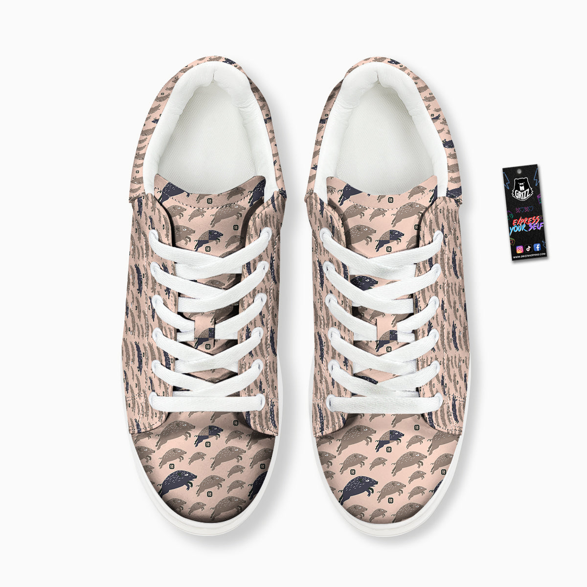 Boar Jumping Print Pattern Platform Shoes-grizzshop