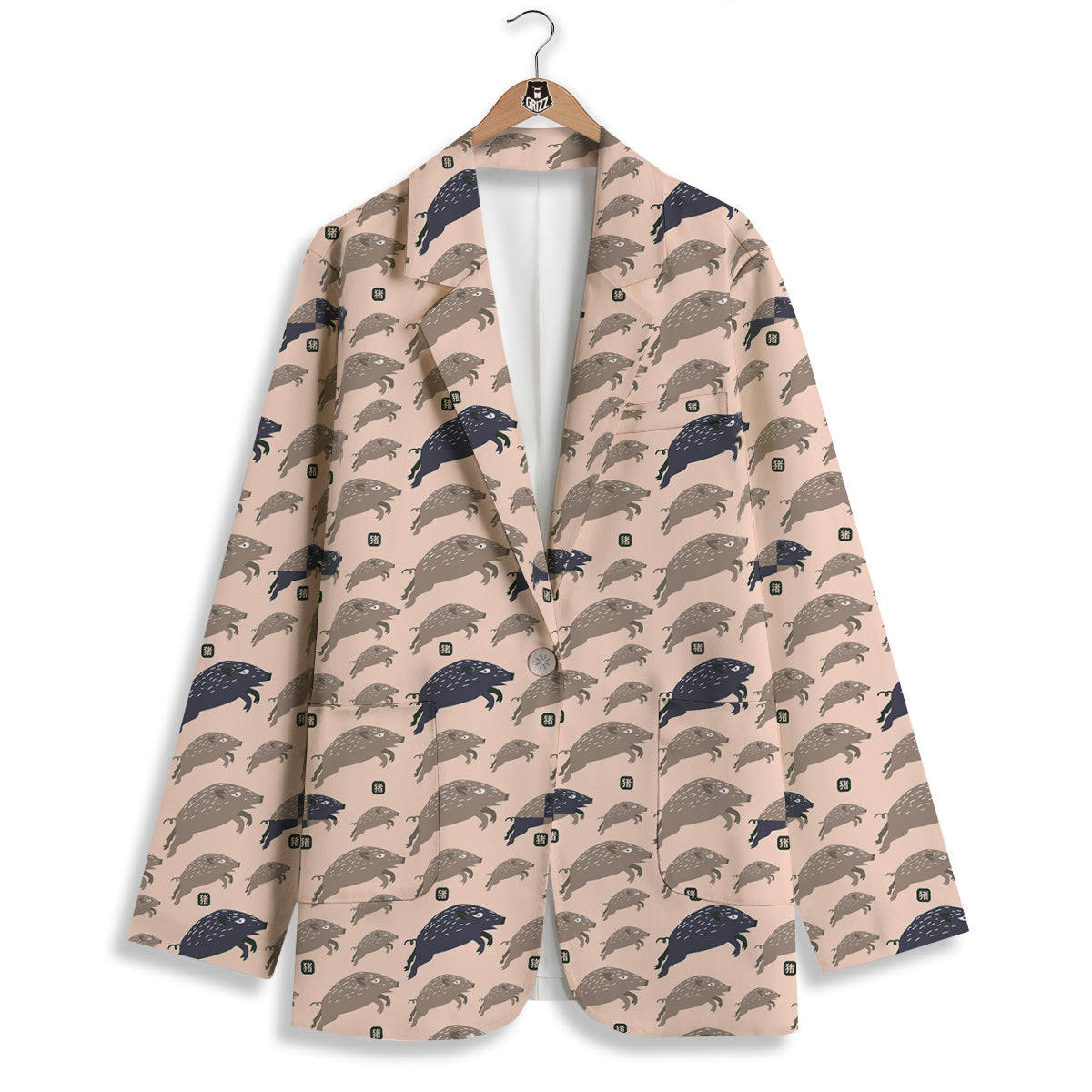 Boar Jumping Print Pattern Women's Blazer-grizzshop
