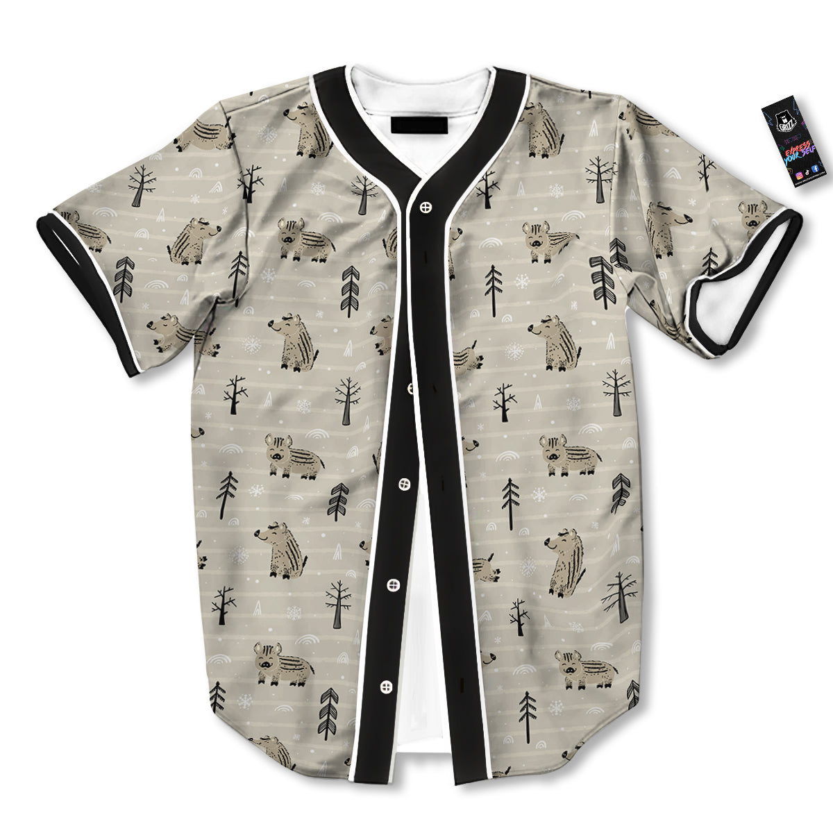 Boar Striped Print Pattern Baseball Jersey-grizzshop