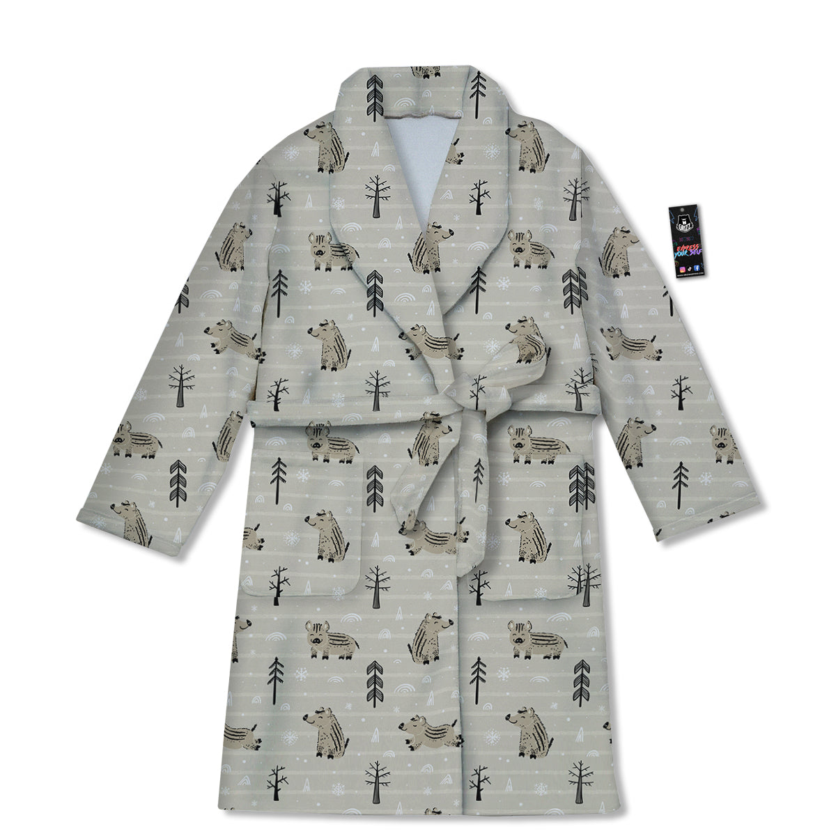 Boar Striped Print Pattern Bathrobe-grizzshop