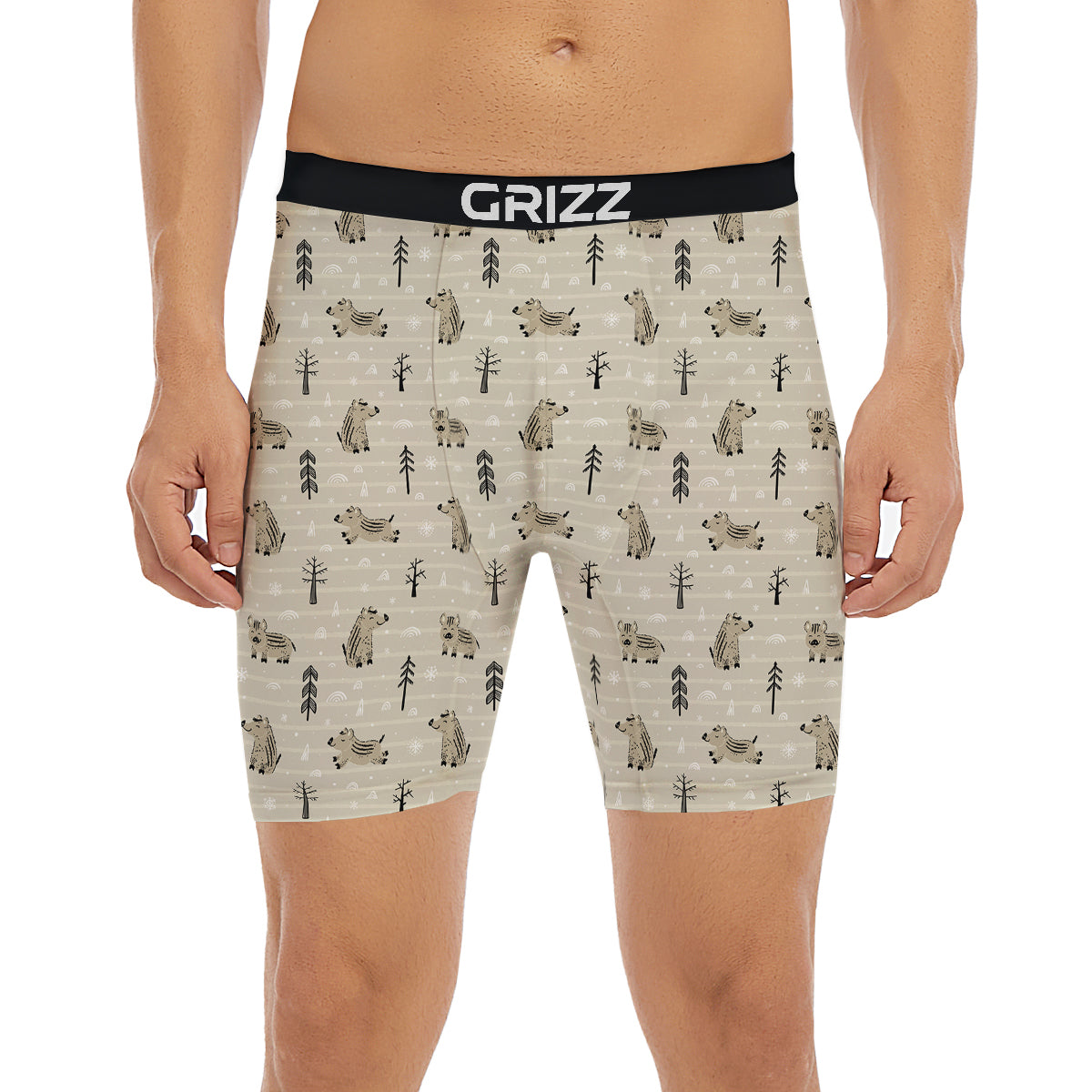 Boar Striped Print Pattern Boxer Briefs-grizzshop