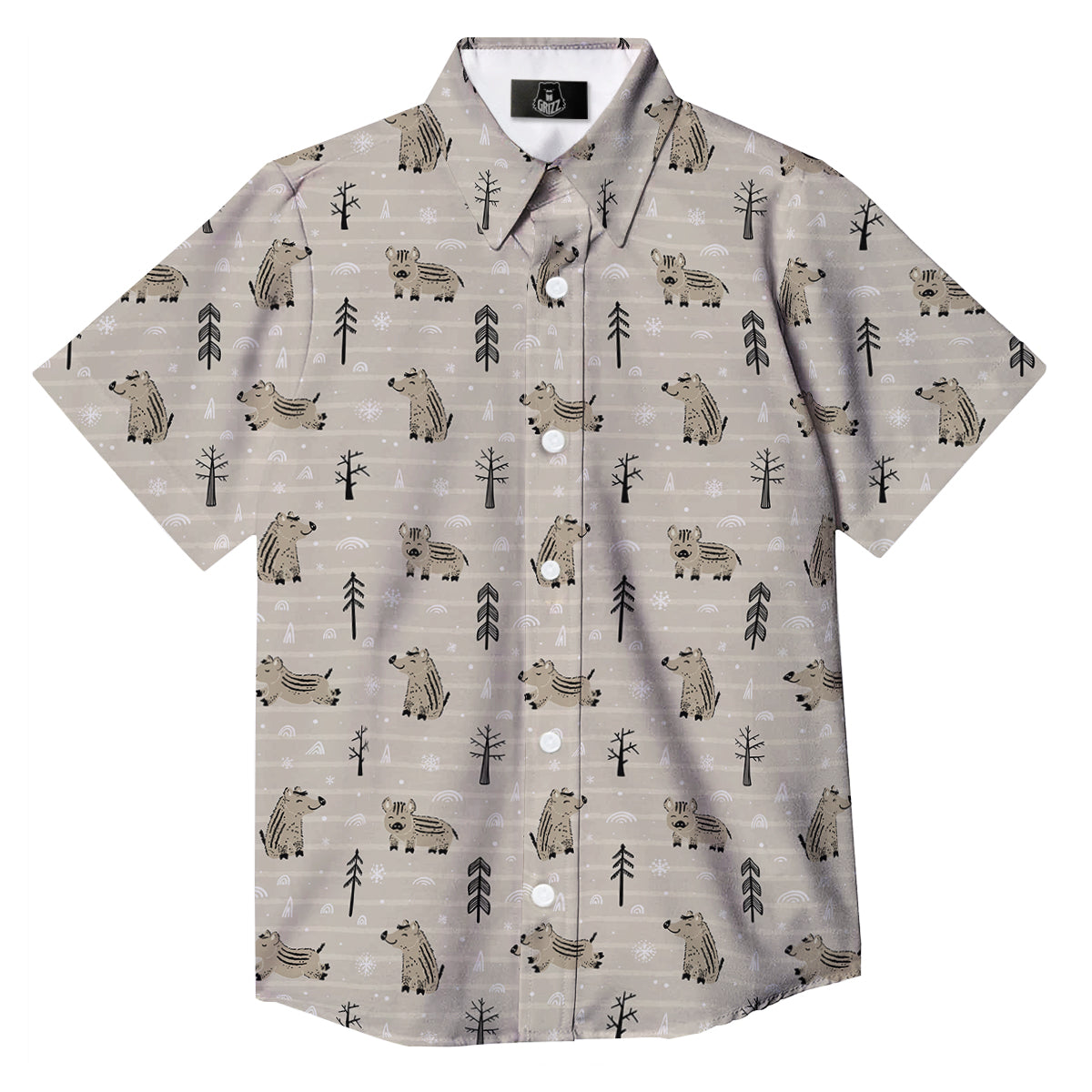 Boar Striped Print Pattern Button Up Shirt-grizzshop