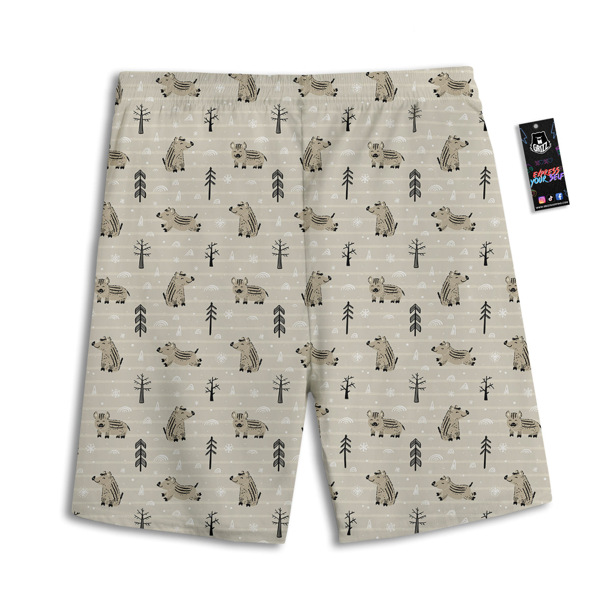 Boar Striped Print Pattern Men's Athletic Shorts