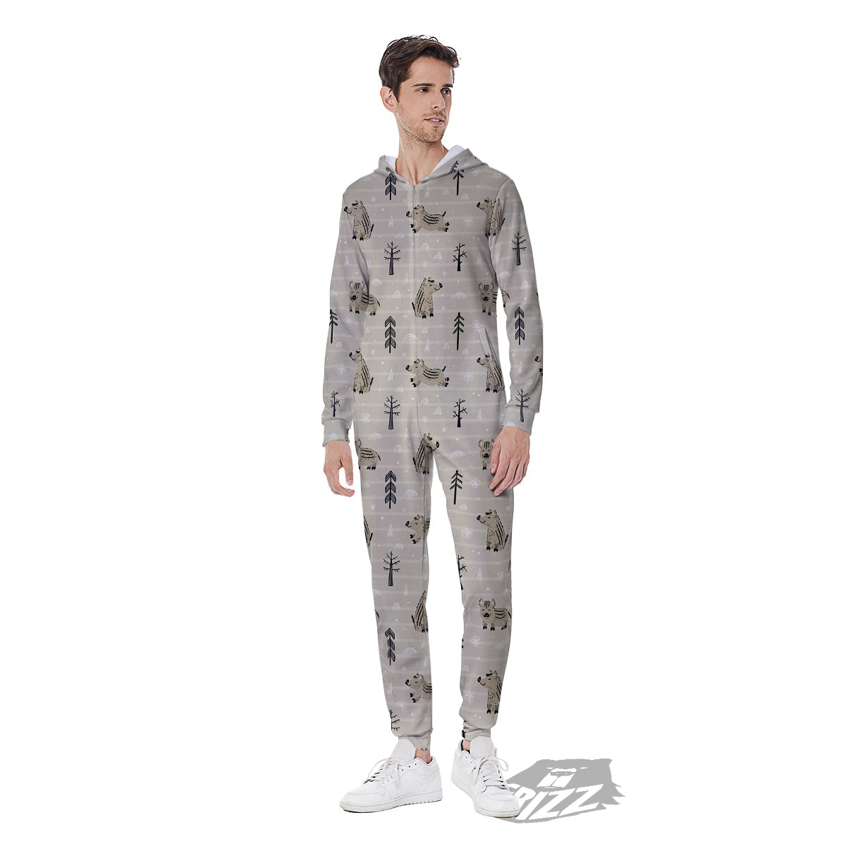Boar Striped Print Pattern Men's Jumpsuit-grizzshop