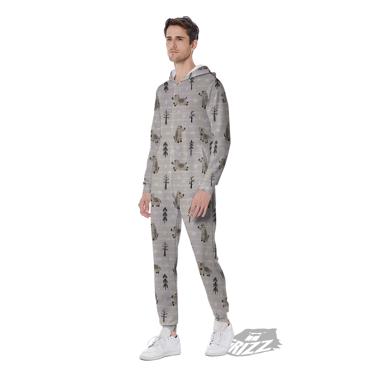 Boar Striped Print Pattern Men's Jumpsuit-grizzshop