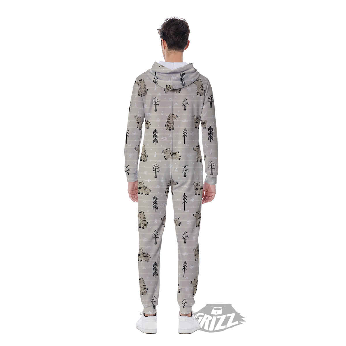 Boar Striped Print Pattern Men's Jumpsuit-grizzshop
