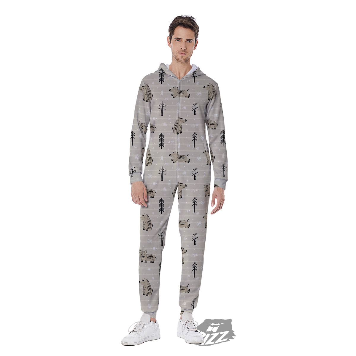 Boar Striped Print Pattern Men's Jumpsuit-grizzshop