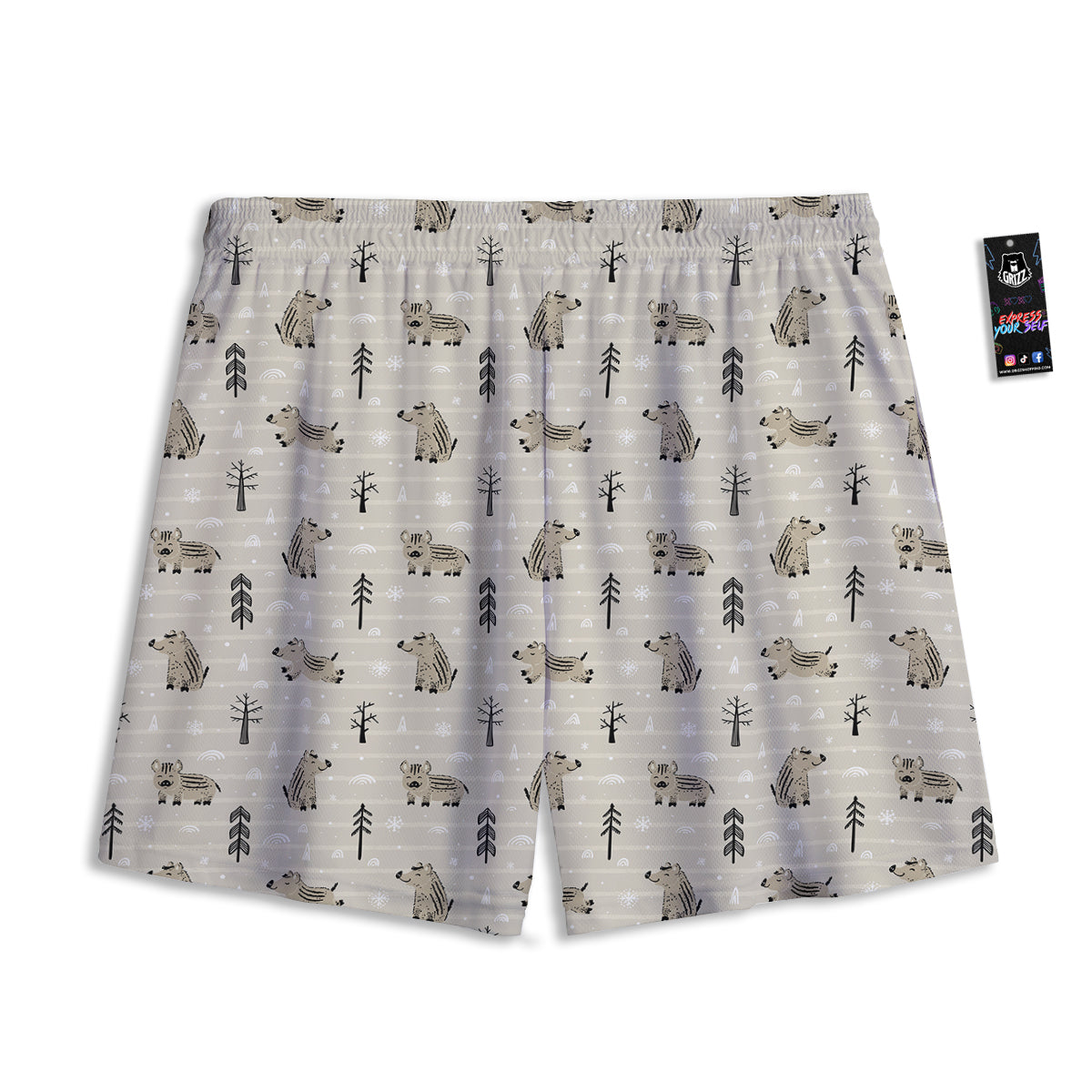 Dolphin And Waves Print Pattern Mesh Shorts