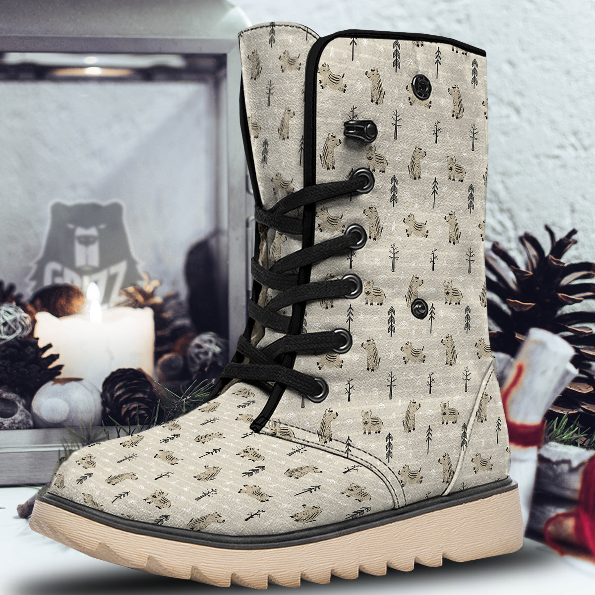 Boar Striped Print Pattern Snow Boots-grizzshop