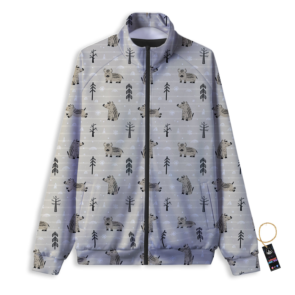 Boar Striped Print Pattern Track Jacket-grizzshop