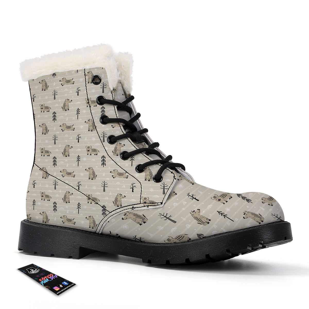 Boar Striped Print Pattern Winter Boots-grizzshop