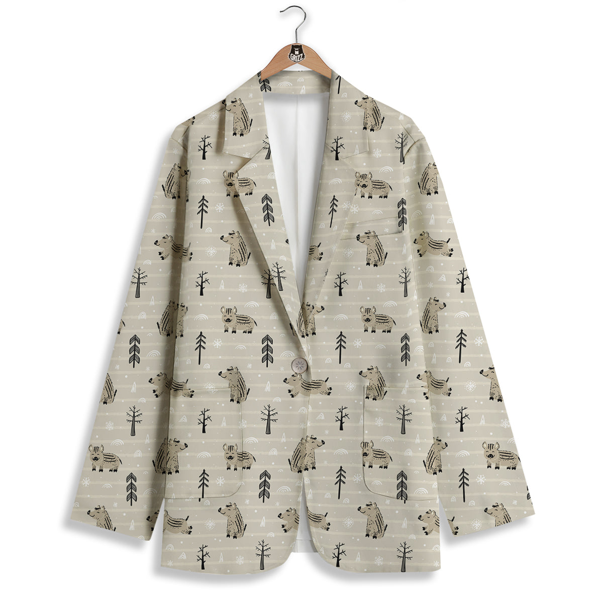 Boar Striped Print Pattern Women's Blazer-grizzshop