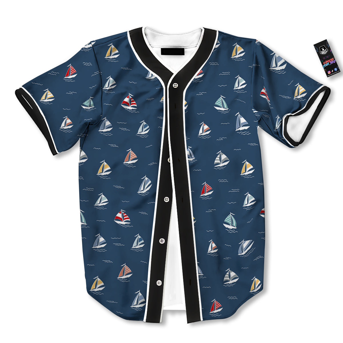 Boat Colorful Print Pattern Baseball Jersey-grizzshop