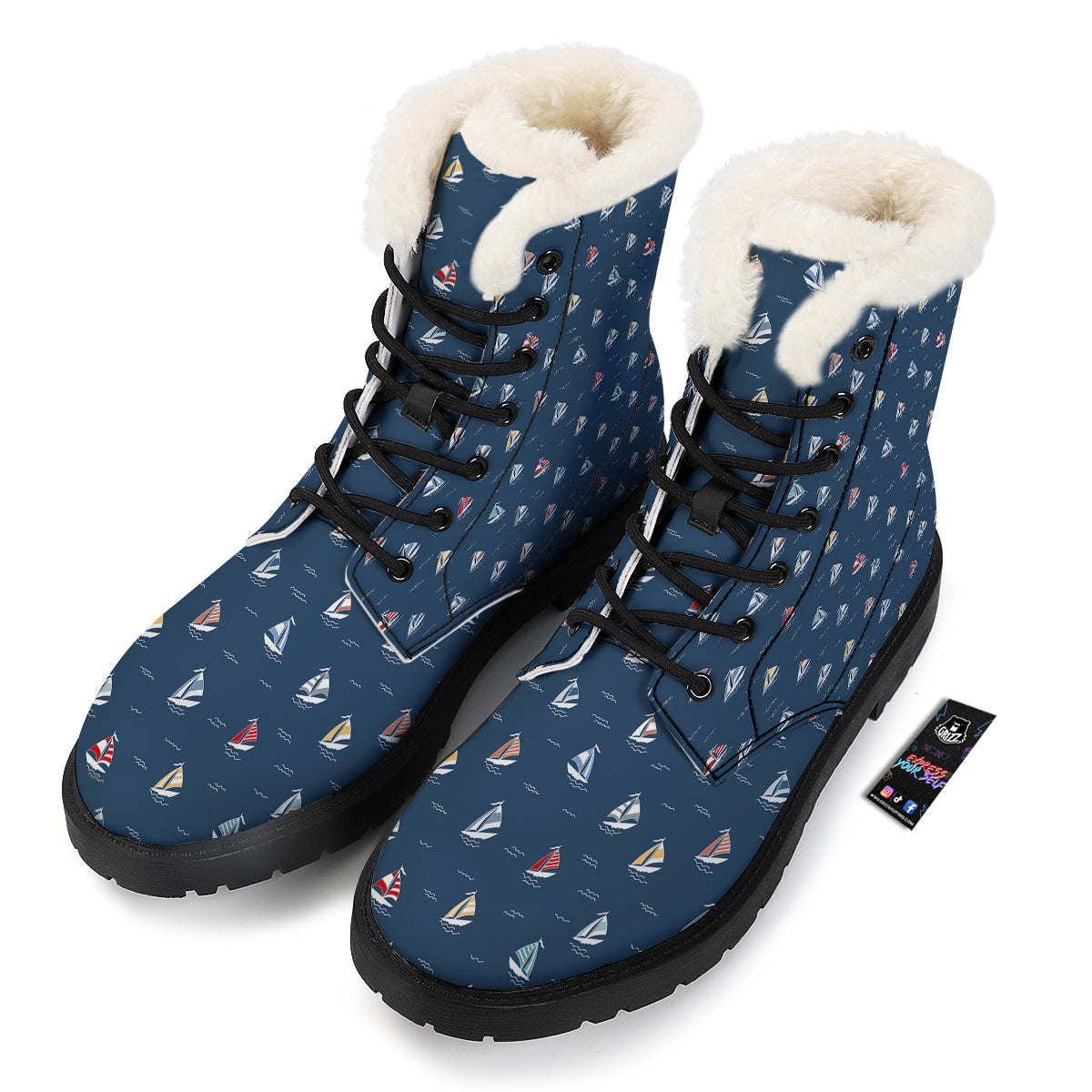 Boat Colorful Print Pattern Winter Boots-grizzshop
