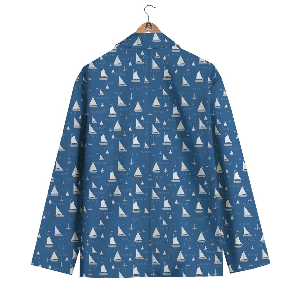 Boat Drawing Print Pattern Men's Blazer-grizzshop
