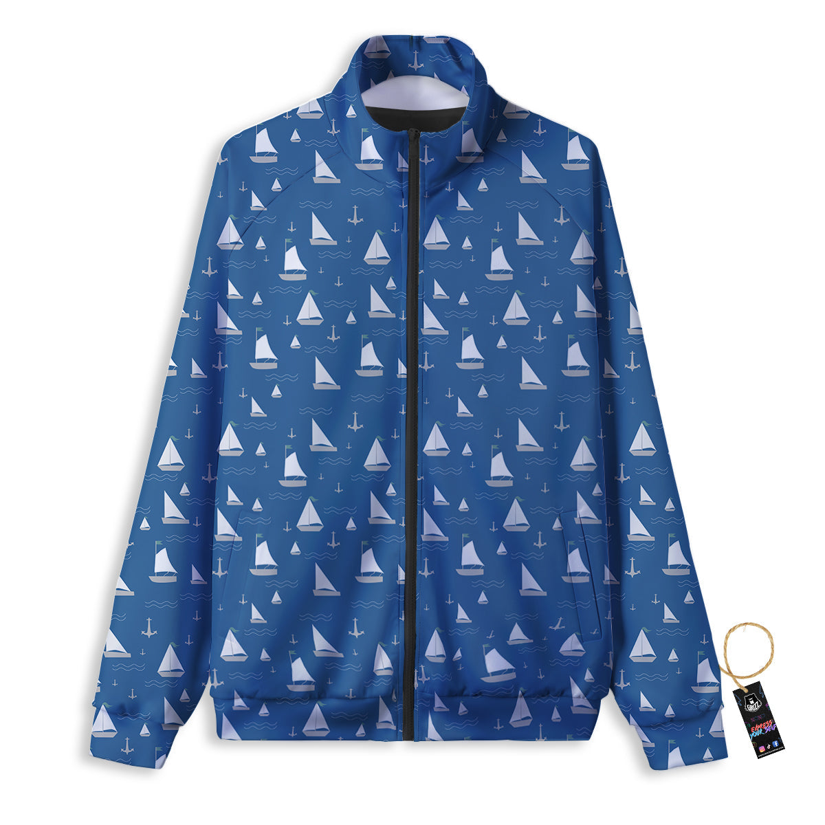 Boat Drawing Print Pattern Track Jacket-grizzshop