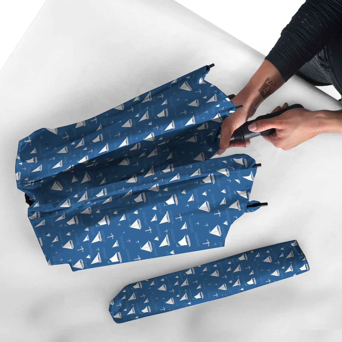 Boat Drawing Print Pattern Umbrella-grizzshop