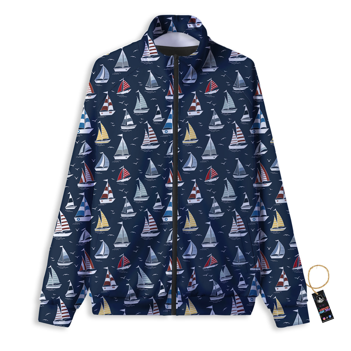 Boat On Sea Print Pattern Track Jacket-grizzshop
