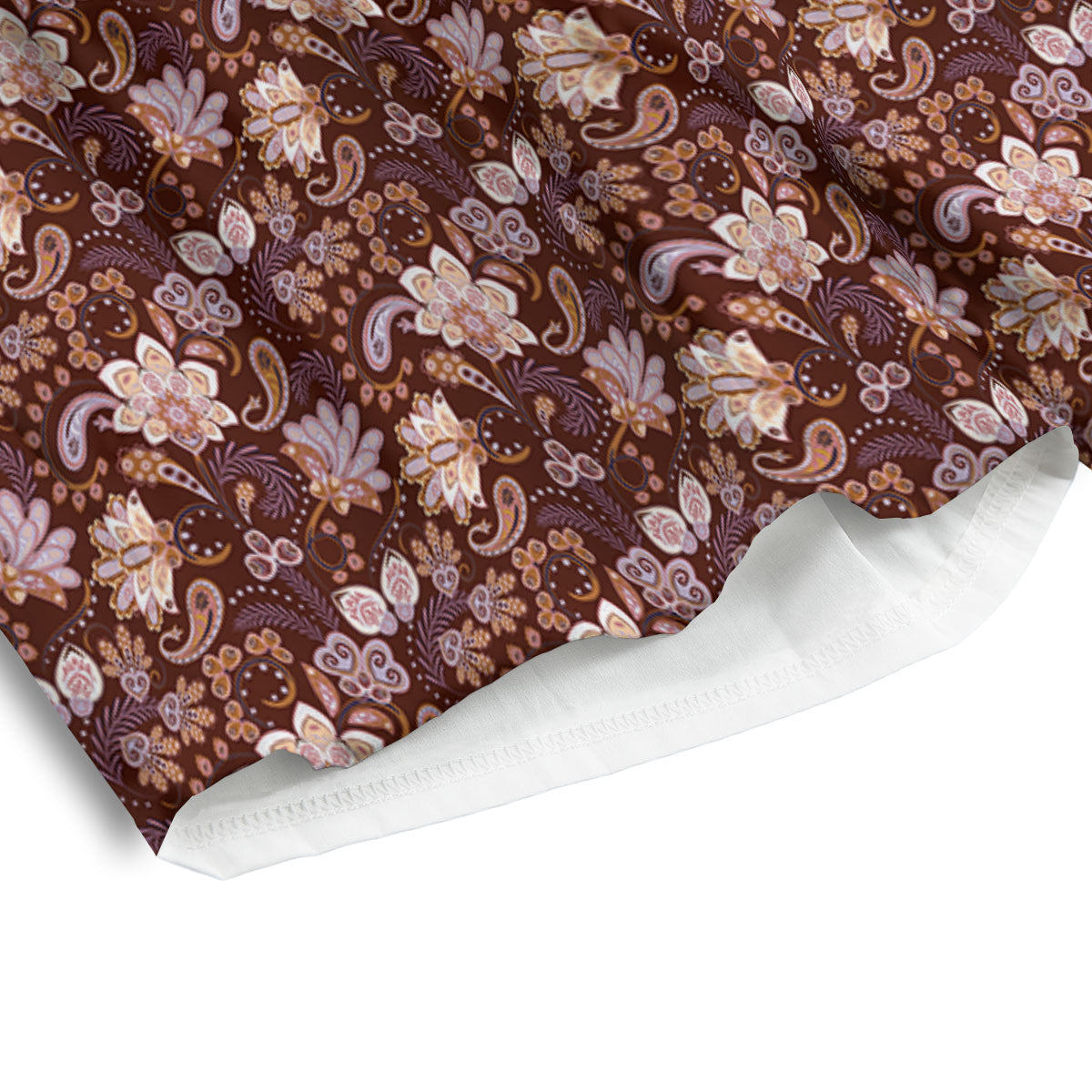 Bohemian Brown Floral Print Pattern Men's Athletic Shorts