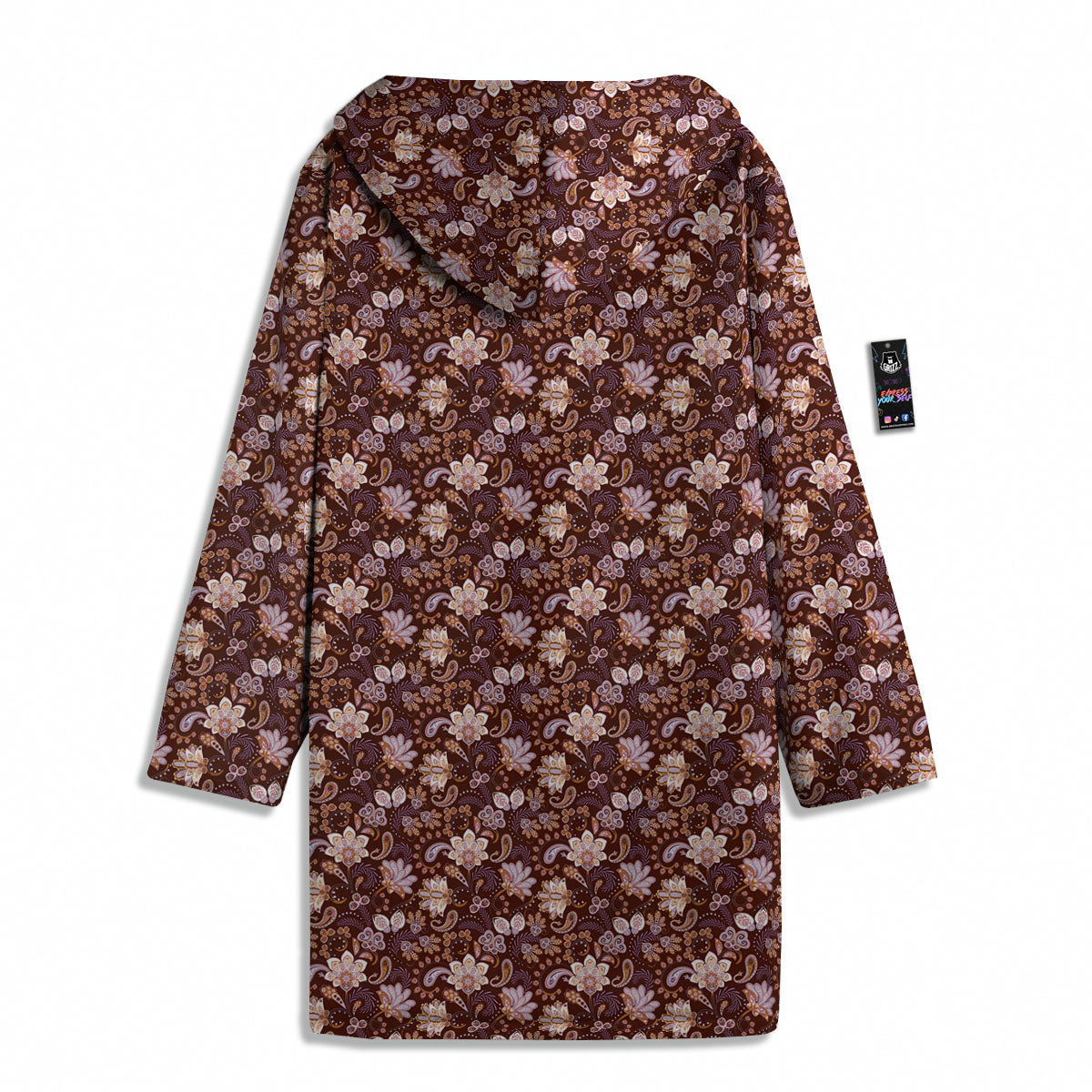 Bohemian Brown Floral Print Pattern Men's Windbreaker Jacket-grizzshop