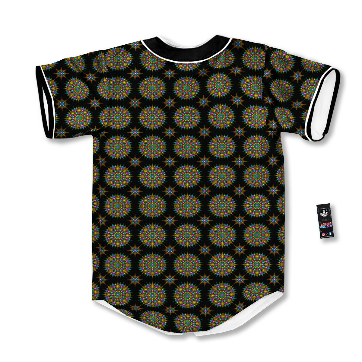 Bohemian Colorful Mandala Print Pattern Baseball Jersey-grizzshop